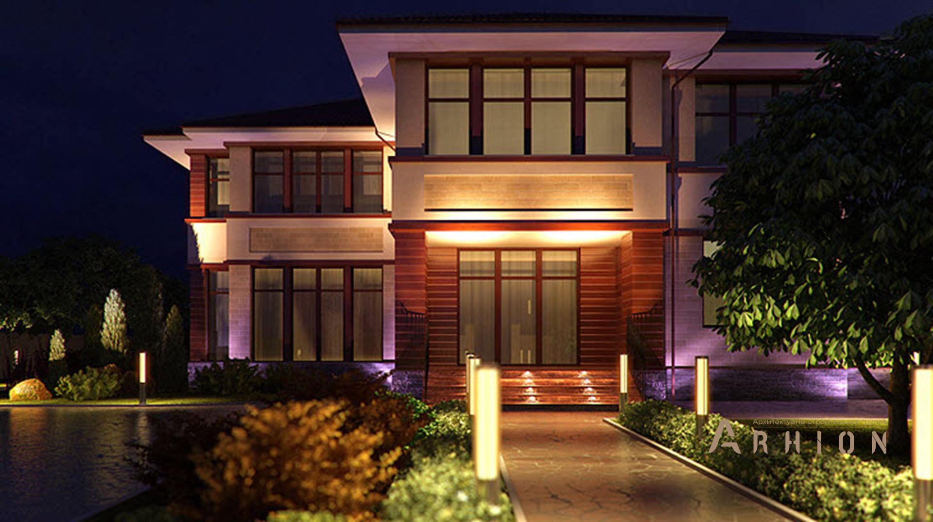 7. Проект двухэтажного дома в современном стиле с многоскатной кровлей, SOV-13, площадью - 409 кв c терассой, эркером